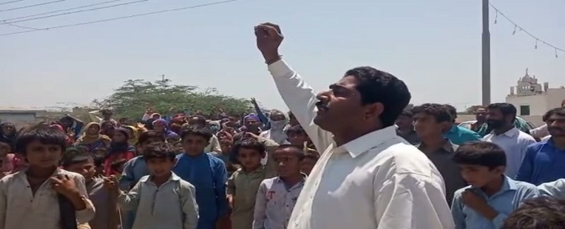 قديمي ڳوٺ جي رھواسين پاران اينٽي انڪروچمنٽ خلاف احتجاج