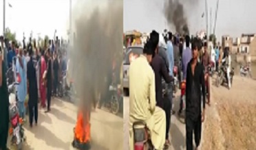 رائيس ڪئنال  ۾ پاڻي جي هٿرادو کوٽ خلاف آبادگارن جو احتجاجي مظاهرو