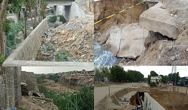 لياري ندي ۾ لينڊ سلائنڊگ سبب  پل کي خطرو