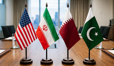Flags of USA, Iran, Qatar and Pakistan