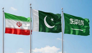 Flags of Iran, Pakistan and Saudi Arabia